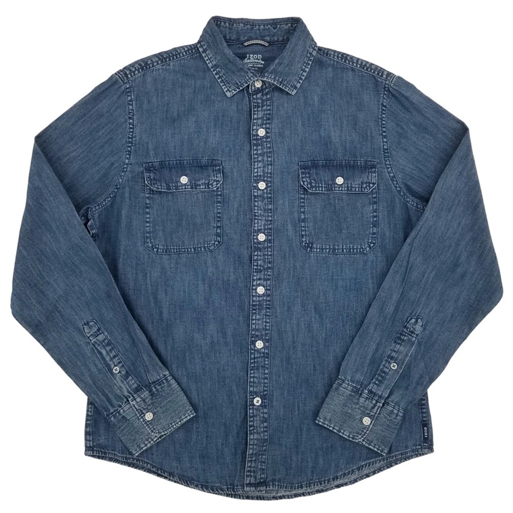 Izod Indigo Denim Button Down - Picture 6 of 6